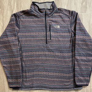 The North Face Aztec Fleecy Quarter Zip Pullover Sweater Sz L Blue & Orange